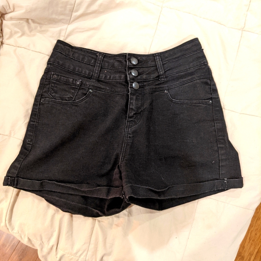 High-waisted denim shorts